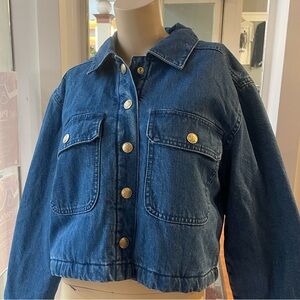 NWT J. Crew Blue Denim Jacket with Gold Buttons
